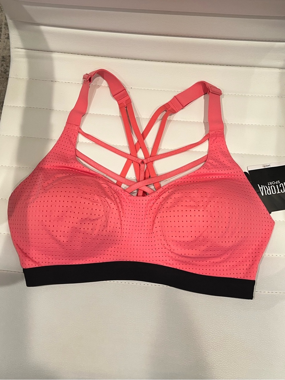 Victoria's Secret Pink Strappy Sports Bra with Black Band 34D
